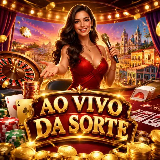 Mesa de cassino ao vivo com crupiê anunciando as jogadas em estúdio iluminado