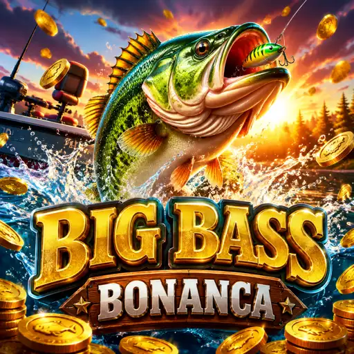 Capa do Big Bass Splash, slot de pesca com pescador e iscas coloridas